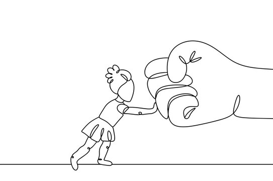 recommend clip art: Girl. Fist. Violence. One line