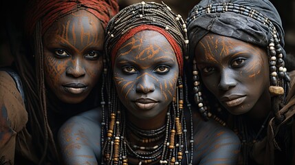 Ethnic tribe girl. Generative AI