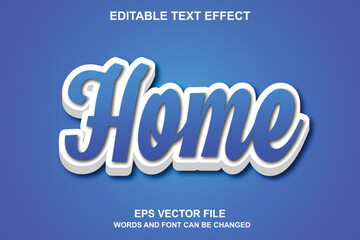 Creative 3d "home" text effect with blue gradient and white outline on textured background