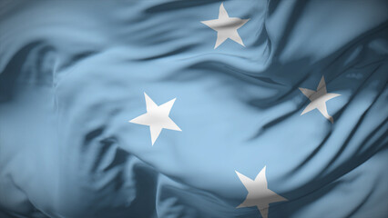 3d illustration flag of Micronesia. Close up waving flag of Micronesia.