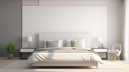 interior of bedroom with bed generated by AI 