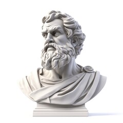 Detailed ancient greek philosopher marble bust sculpture