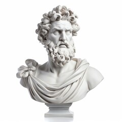 Detailed ancient greek philosopher marble bust sculpture - obrazy, fototapety, plakaty