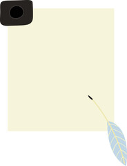 paper with feather pen border hand drawn stationery doodle isolate