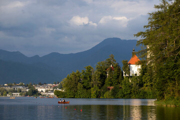 Famous alpine Bled lake (Blejsko jezero) in Slovenia