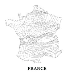 Map of France with landscape