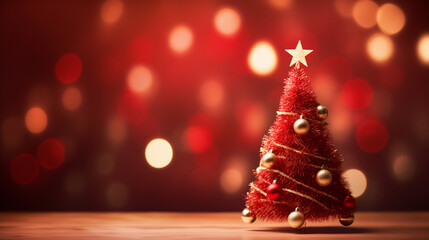 Fototapeta na wymiar Christmas Tree With Ornament And Bokeh Lights. Ai generative.