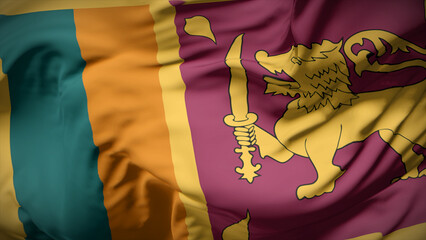 3d illustration flag of Sri Lanka. Close up waving flag of Sri Lanka.