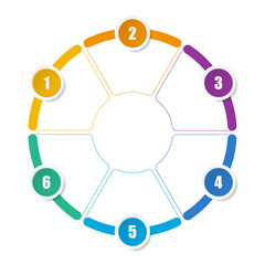 Basic circle infographic with 6 steps, process or options.