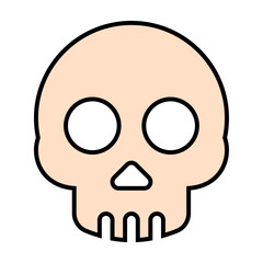 Vector cute spooky skull outline icon vector illustration