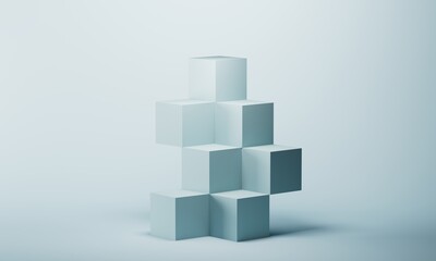 3d white background products display podium scene with geometric platform. Stand display cosmetic product 3d background. Stage product on pedestal display . 3d illustration.	