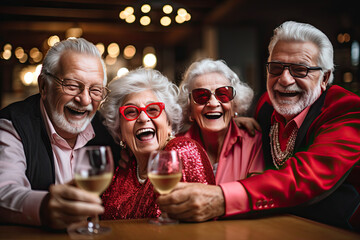  senior citizens enjoying companionship at a social club - Powered by Adobe