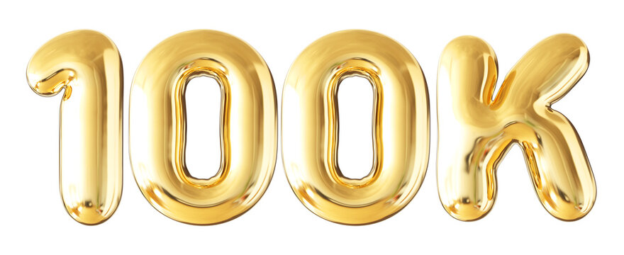 100k Follower Bubble Number Gold 3d Render
