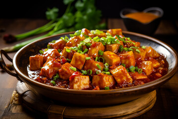 Tofu Ma Po. Traditional Chinese dishes.