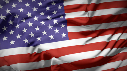 Fototapeta premium 3d illustration flag of America. Close up waving flag of America.