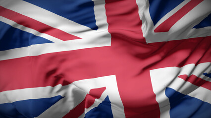 3d illustration flag of United Kingdom. Close up waving flag of United Kingdom. - obrazy, fototapety, plakaty