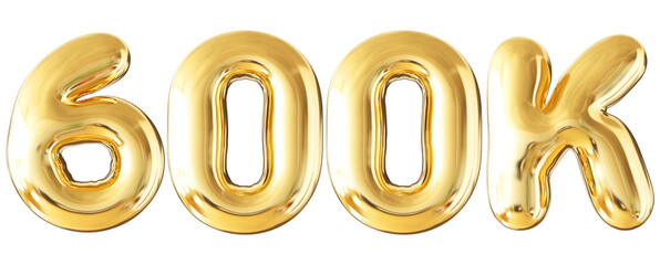 600k Follower Bubble Number Gold 3d Render