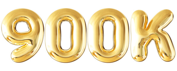 900k Follower Bubble Number Gold 3d Render