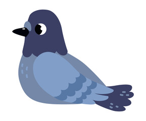 Funny Grey Dove or Pigeon Flying Creature Sitting Vector Illustration