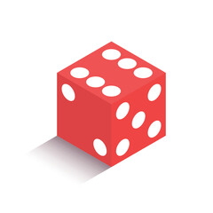 Game dice, isometric vector cube with shade.