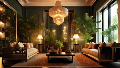 Fototapeten Décoration d'intérieur vert luxe © SINWAN