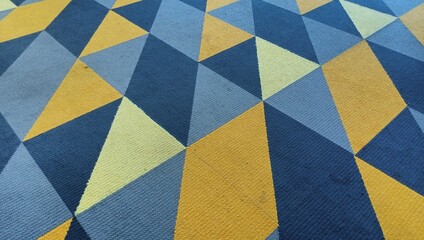 blue and yellow triangular carpet for stock photos and materials