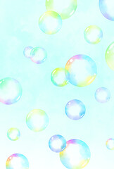 背景素材_水彩_シャボン玉_空