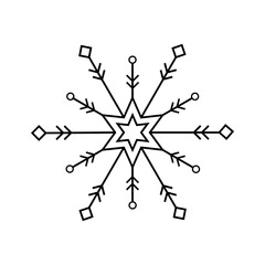 Snowflake single isolated icon. Vector illustration design element. Black outline on white background.