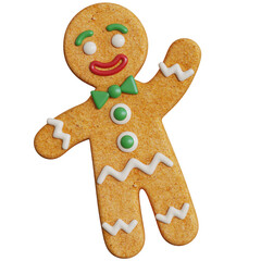 Gingerbread man 3d rendering isolated from the background