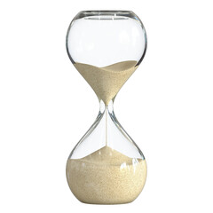 Hourglass on white background, sandglass 3d rendering - obrazy, fototapety, plakaty