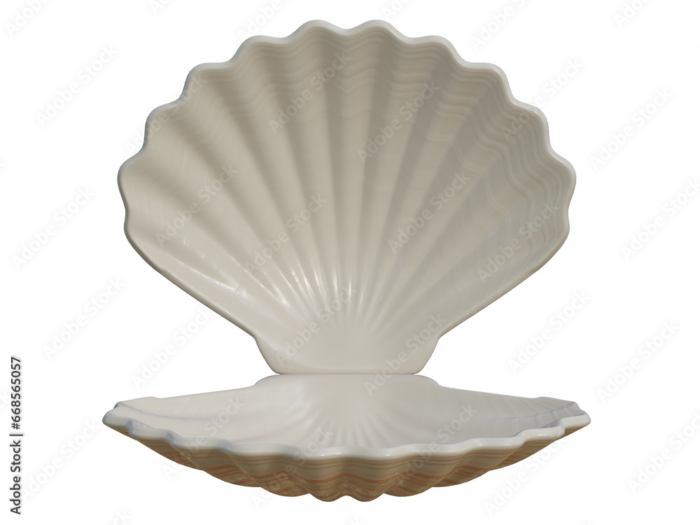 Poster Empty open seashell 3d rendering