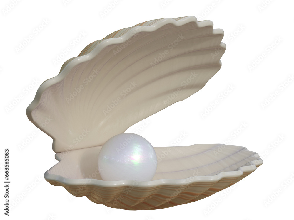 Fototapete pearl inside seashell 3d rendering
