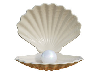 Pearl inside seashell 3d rendering