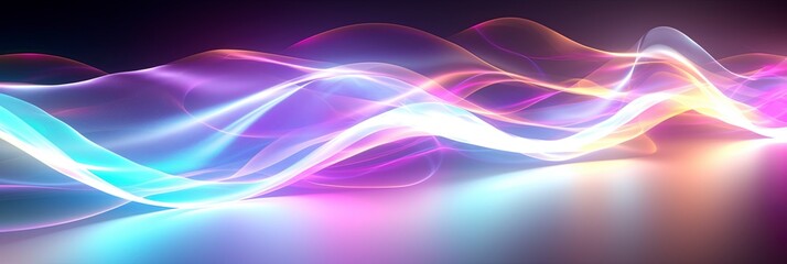 Abstract background with a translucid energy flow in light blue, purple and gold colors.