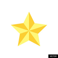 Golden Christmas decoration star, gold star vector icon in flat style design isolated on white background. Vector illustration.