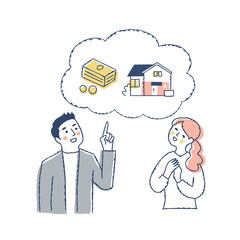 資産について話し合う若いカップル