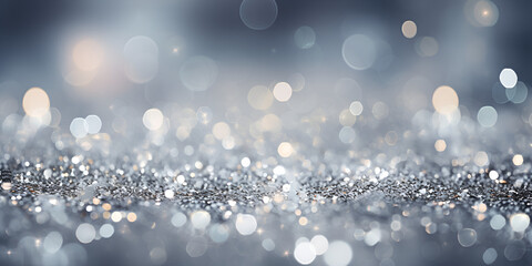 Silver grey abstract glitter and blurred lights background
