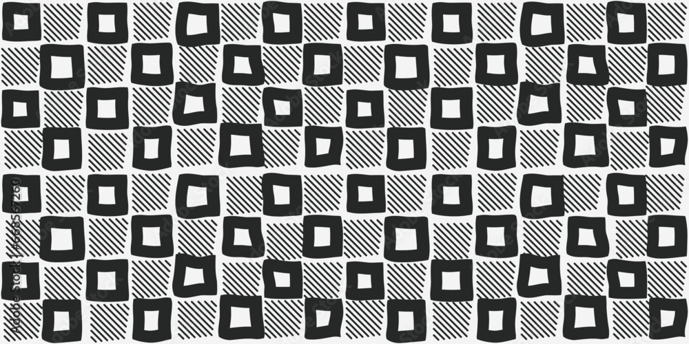 Aufkleber Checkerboard pattern of squares and diagonals. Seamless pattern texture for print.