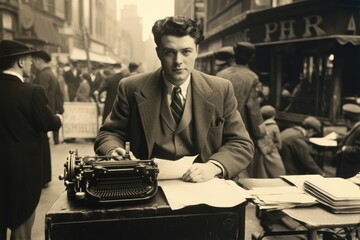 1940s vintage journalist. - obrazy, fototapety, plakaty