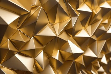 abstract and shiny low poly pattern golden backdrop for presentation