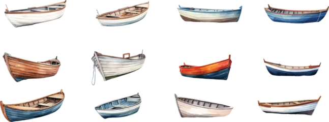 Foto op Canvas Set of watercolor boats on white background. © EnelEva