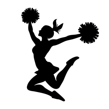 Cheerleader jumping silhouette. Vector illustration