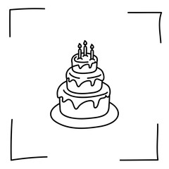 Vector. Contour icons. Line icons of desserts and sweet dishes. Candies, chocolate, cakes, donuts, ice cream in sketch style. Icons set,  stroke. Hand drawn signs. Desserts and sweets doodle set.