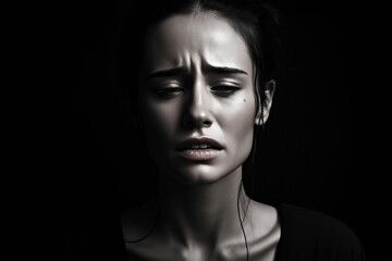 Fototapeta na wymiar Woman with necklace on her neck and black background.