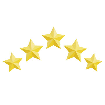 Yellow five-pointed star comments from customers about website staff Evaluation on white background. 3D rendering