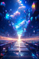 Abstract Anime Time Dimensions.  Generated Image.  A digital rendering of an abstract concept artwork of anime time dimensions.