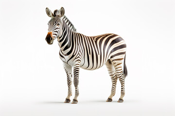 Obraz premium Zebra standing on white background.