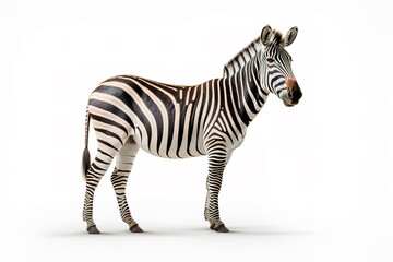 Fototapeta na wymiar Zebra standing on white background.