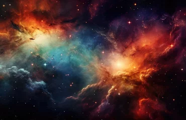 Fotobehang Colorful nebulae playing hide and seek in space © furyon