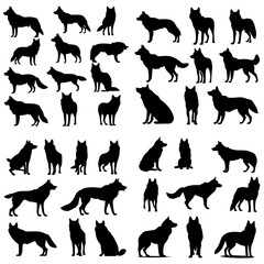 Wolf silhouettes vector